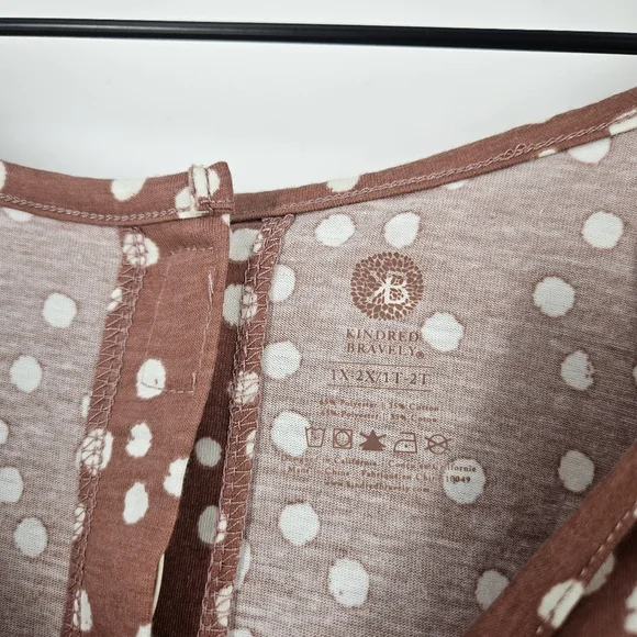 Kindred Bravely Pink White Polka Dot Universal Labor and Delivery Gown 1X - Picture 7 of 12